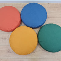 Round Hemp cushion with Linen removable Cover Hemp fiber filling in cotton fabric Cover in Linen fabric Floor cushion custom made size