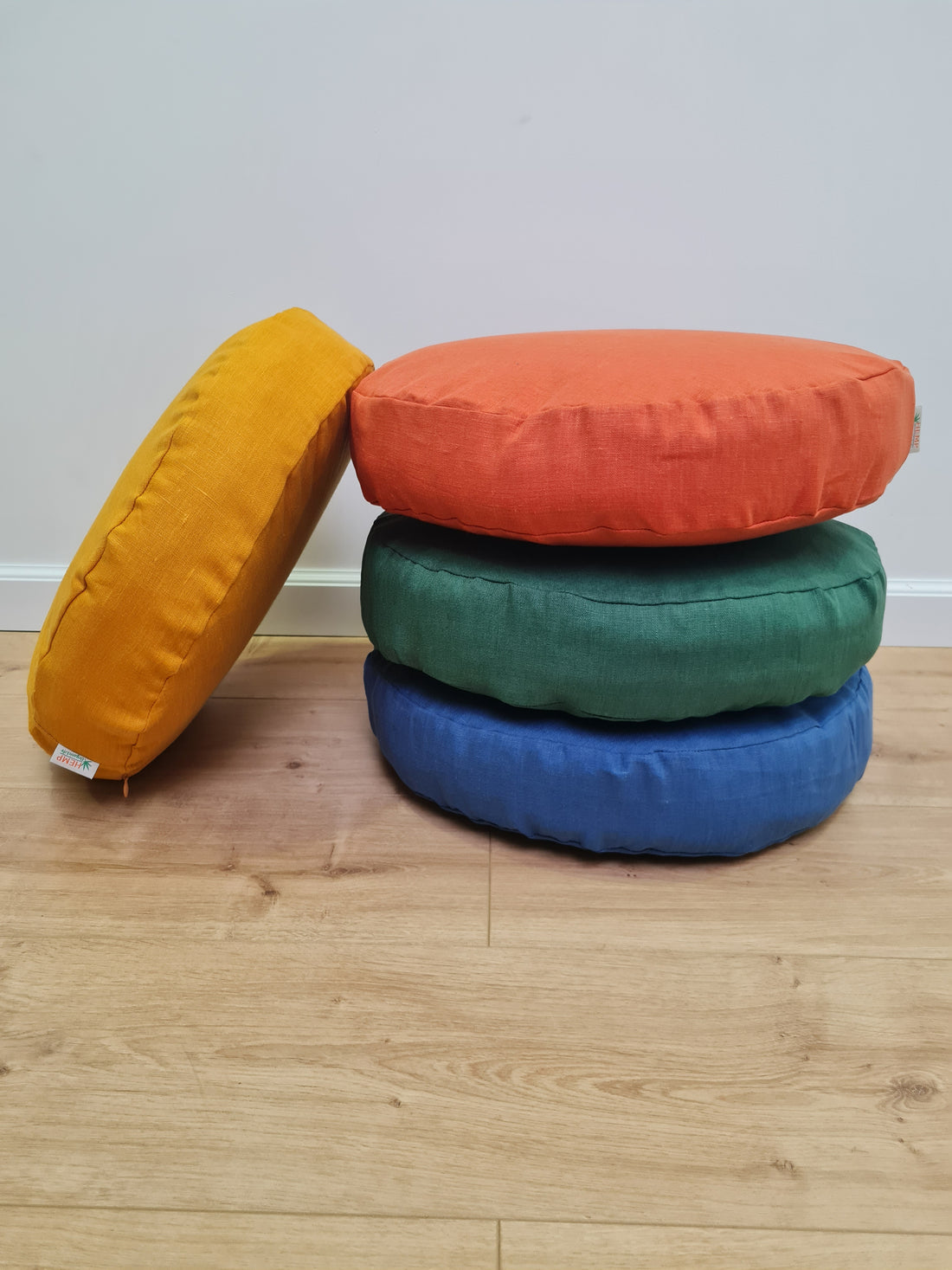 Round Hemp cushion with Linen removable Cover Hemp fiber filling in cotton fabric Cover in Linen fabric Floor cushion custom made size