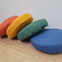 Round Hemp cushion with Linen removable Cover Hemp fiber filling in cotton fabric Cover in Linen fabric Floor cushion custom made size