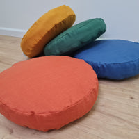 Round Hemp cushion with Linen removable Cover Hemp fiber filling in cotton fabric Cover in Linen fabric Floor cushion custom made size