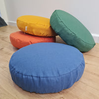 Round Hemp cushion with Linen removable Cover Hemp fiber filling in cotton fabric Cover in Linen fabric Floor cushion custom made size