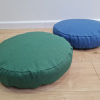 Round Hemp cushion with Linen removable Cover Hemp fiber filling in cotton fabric Cover in Linen fabric Floor cushion custom made size