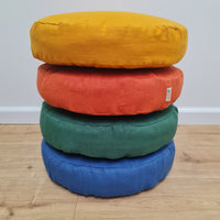 Round Hemp cushion with Linen removable Cover Hemp fiber filling in cotton fabric Cover in Linen fabric Floor cushion custom made size