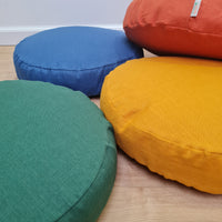 Round Hemp cushion with Linen removable Cover Hemp fiber filling in cotton fabric Cover in Linen fabric Floor cushion custom made size