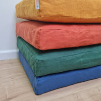 Hemp cushion with removable cover Hemp fiber filling in cotton fabric with linen cover Floor cushion custom made size