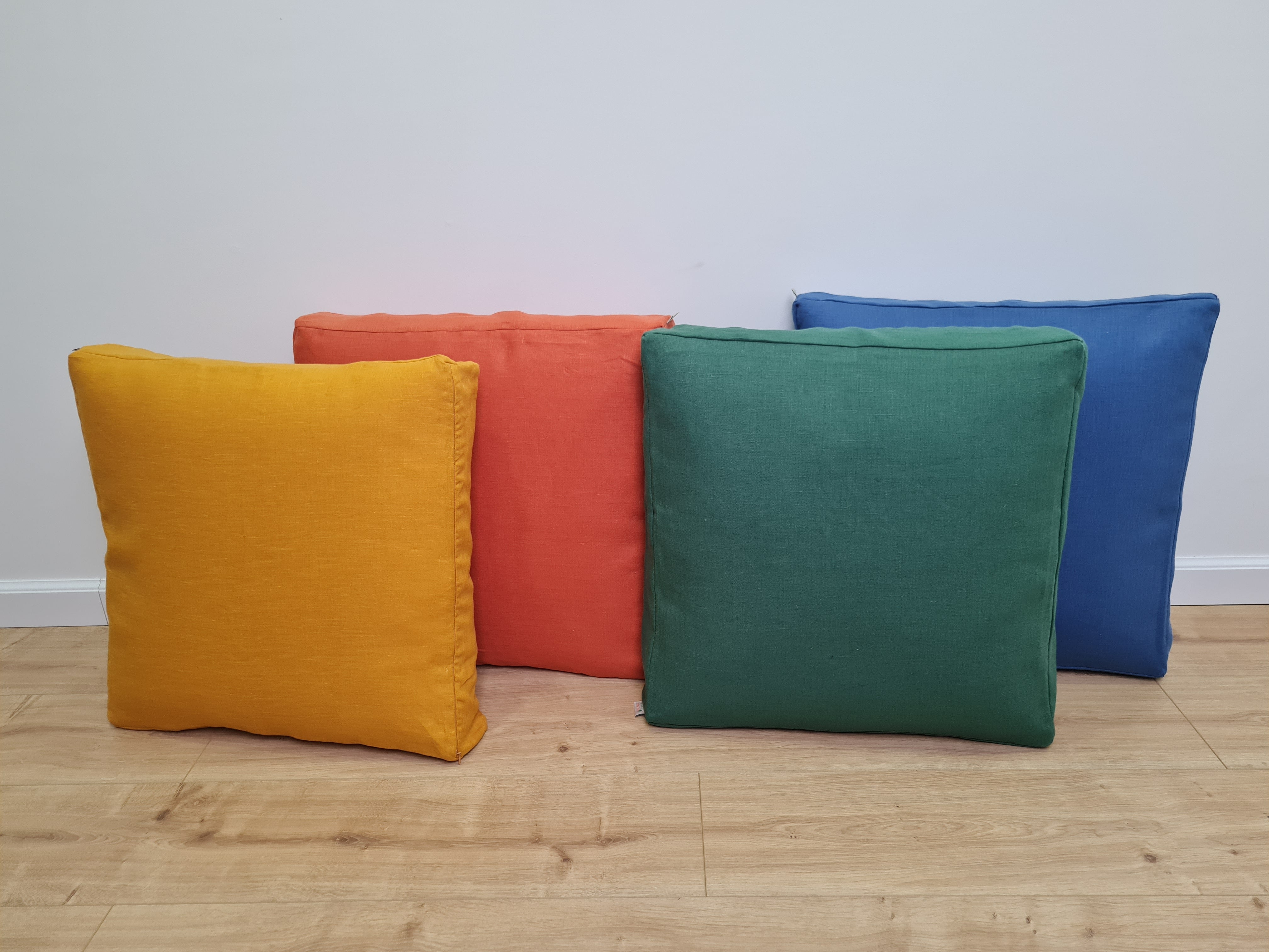 Special listing for April Hart two 17.5" × 21.5" x 3" hemp cushion with removable linen cover in green linen