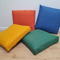 Hemp cushion with removable cover Hemp fiber filling in cotton fabric with linen cover Floor cushion custom made size