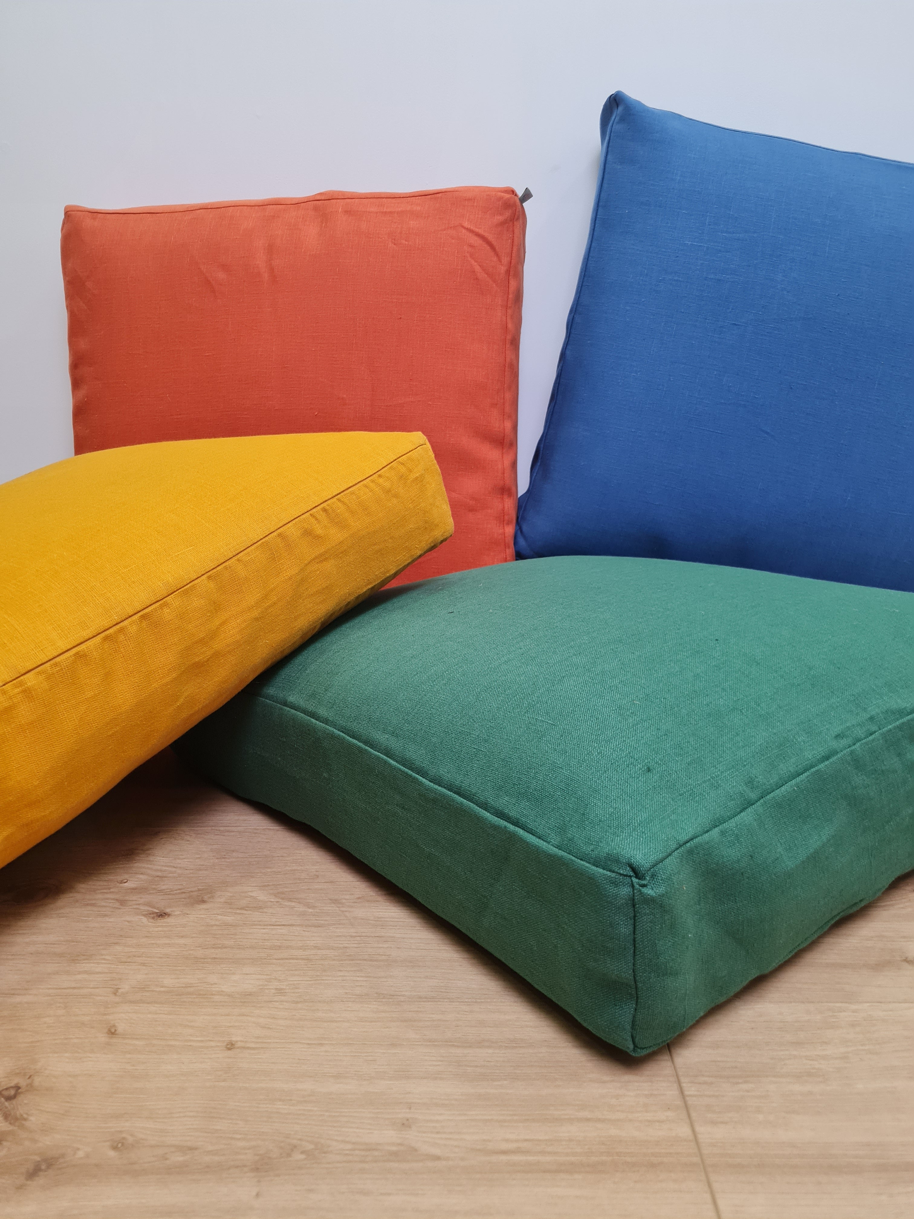 Hemp cushion with removable cover Hemp fiber filling in cotton fabric with linen cover Floor cushion custom made size