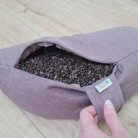 Linen Meditation Cresсent Cushion filled Buckwheat Hulls Yoga Crescent pillow