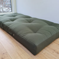 HEMP shikibuton 6” thick mat Shiki futon filled organic hemp fiber filler in natural dark green Cotton fabric Custom Size Hand made