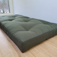 HEMP shikibuton 6” thick mat Shiki futon filled organic hemp fiber filler in natural dark green Cotton fabric Custom Size Hand made