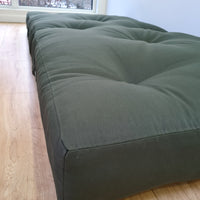 HEMP shikibuton 6” thick mat Shiki futon filled organic hemp fiber filler in natural dark green Cotton fabric Custom Size Hand made