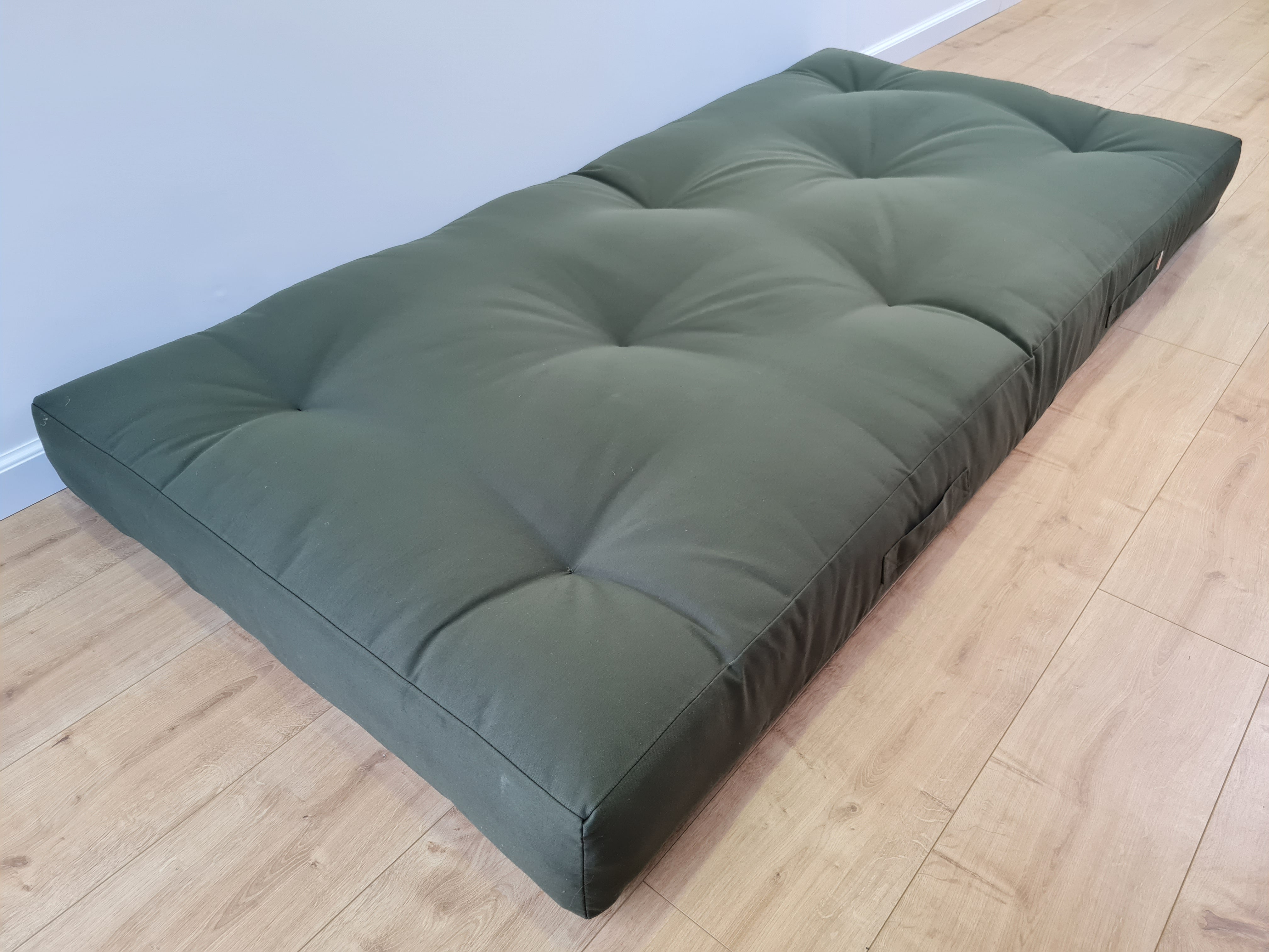 48"x80" (122x200cm) HEMP shikibuton 6” thick mat in natural dark green Cotton fabric