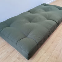 HEMP shikibuton 6” thick mat Shiki futon filled organic hemp fiber filler in natural dark green Cotton fabric Custom Size Hand made
