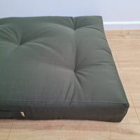 HEMP shikibuton 6” thick mat Shiki futon filled organic hemp fiber filler in natural dark green Cotton fabric Custom Size Hand made