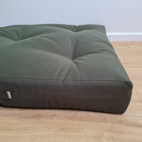 HEMP shikibuton 6” thick mat Shiki futon filled organic hemp fiber filler in natural dark green Cotton fabric Custom Size Hand made