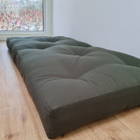 HEMP shikibuton 6” thick mat Shiki futon filled organic hemp fiber filler in natural dark green Cotton fabric Custom Size Hand made