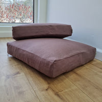 Hemp cushion with removable cover Hemp fiber filling in cotton fabric with linen cover Floor cushion custom made size