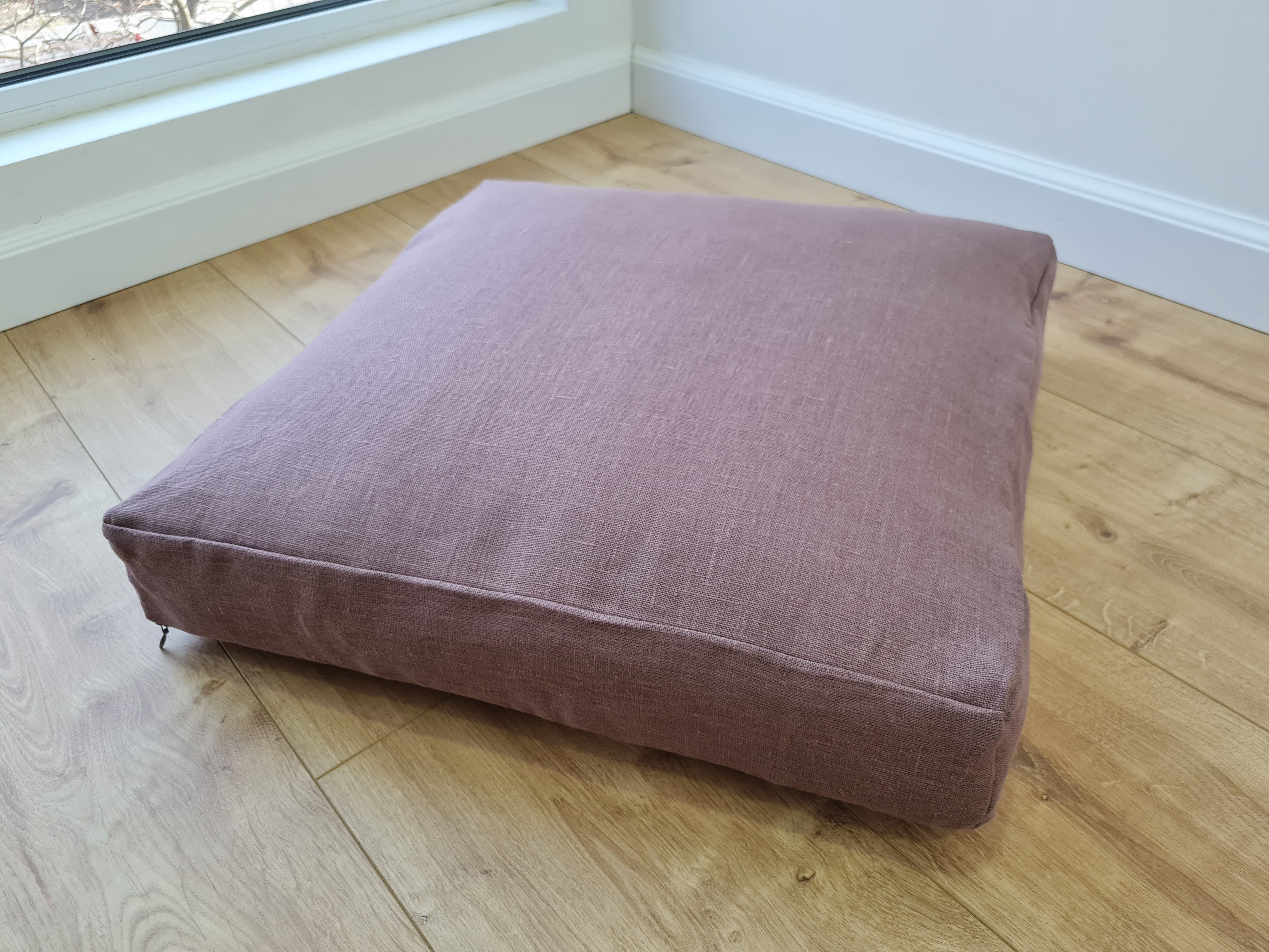 Hemp cushion with removable cover Hemp fiber filling in cotton fabric with linen cover Floor cushion custom made size