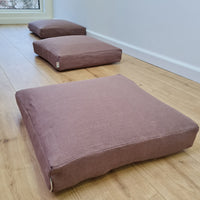Hemp cushion with removable cover Hemp fiber filling in cotton fabric with linen cover Floor cushion custom made size