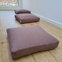 Hemp cushion with removable cover Hemp fiber filling in cotton fabric with linen cover Floor cushion custom made size