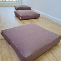 Hemp cushion with removable cover Hemp fiber filling in cotton fabric with linen cover Floor cushion custom made size