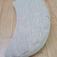 linen meditation Cresсent cushion filled with buckwheat hulls