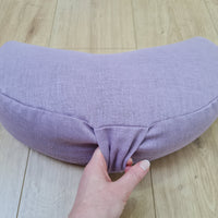 Linen Meditation Cresсent Cushion filled Buckwheat Hulls Yoga Crescent pillow