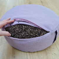 Linen Meditation floor cushion with Buckwheat hulls / Zafu pillow seat/Meditation Yoga