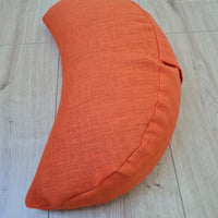 Linen Meditation Cresсent cushion "Fresh Orange" filled with Buckwheat Hulls