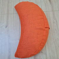 Linen Meditation Cresсent cushion "Fresh Orange" filled with Buckwheat Hulls