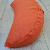 Linen Meditation Cresсent cushion "Fresh Orange" filled with Buckwheat Hulls
