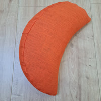 Linen Meditation Cresсent cushion "Fresh Orange" filled with Buckwheat Hulls