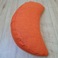 Linen Meditation Cresсent cushion "Fresh Orange" filled with Buckwheat Hulls