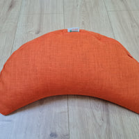 Linen Meditation Cresсent cushion "Fresh Orange" filled with Buckwheat Hulls