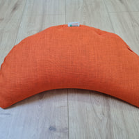 Linen Meditation Cresсent cushion "Fresh Orange" filled with Buckwheat Hulls