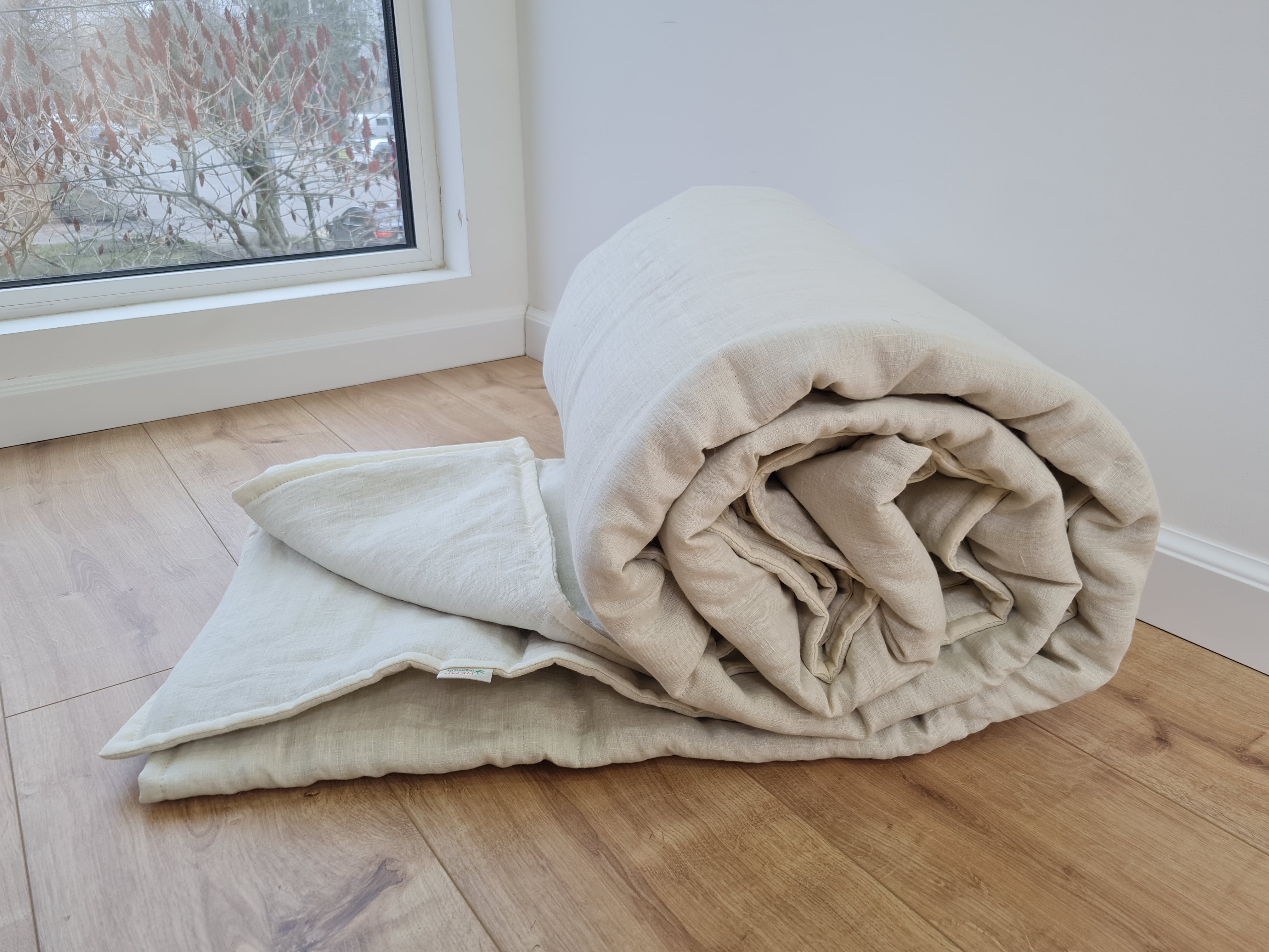 Natural Hemp Linen Blanket quilt - milky soft Linen fabric filled organic Hemp fiber - Full Twin Queen King Custom Size