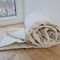 39" x 43" (100 x 110 cm) Natural Hemp Linen Blanket quilt in stripe - milky soft Linen fabric filled organic Hemp fiber
