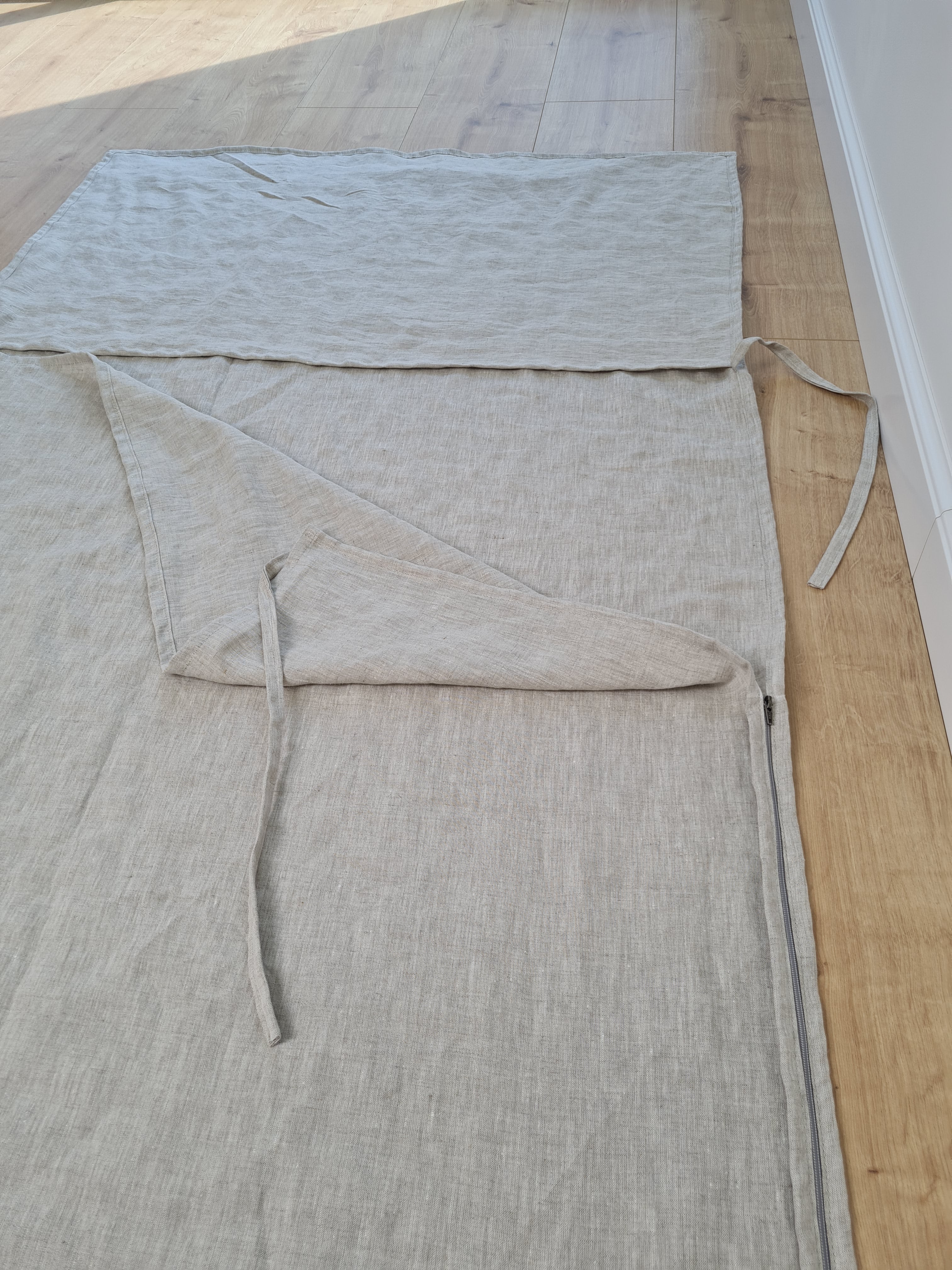 Linen Single Sleeping Bag Liner with Zipper for Camping Hiking Hostel Travel non-dyed linen fabric custom made