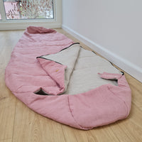 HEMP natural Sleeping bag with hood organic hemp fiber filling inside in linen non-dyed + pink fabric hand made