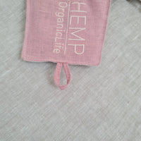 HEMP natural Sleeping bag with hood organic hemp fiber filling inside in linen non-dyed + pink fabric hand made