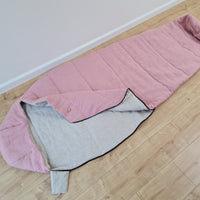 HEMP natural Sleeping bag with hood organic hemp fiber filling inside in linen non-dyed + pink fabric hand made