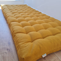 Hemp Linen cushion mat with organic hemp fiber filling in natural non dyed linen fabric window bench cushion custom made