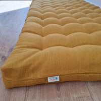 Hemp Linen cushion mat with organic hemp fiber filling in natural non dyed linen fabric window bench cushion custom made