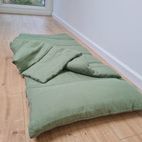 Kinder Garden Hemp Linen Sleep Bag with Pillow School Nap Mat Kids Organic Hemp Fiber Filling in Linen Fabric blanket quilt, hand made