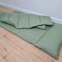 Kinder Garden Hemp Linen Sleep Bag with Pillow School Nap Mat Kids Organic Hemp Fiber Filling in Linen Fabric blanket quilt, hand made