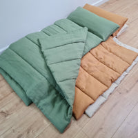 Kinder Garden Hemp Linen Sleep Bag with Pillow School Nap Mat Kids Organic Hemp Fiber Filling in Linen Fabric blanket quilt, hand made