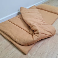 Kinder Garden Hemp Linen Sleep Bag with Pillow School Nap Mat Kids Organic Hemp Fiber Filling in Linen Fabric blanket quilt, hand made