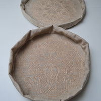 Embroidery cover Linen cover for Zafu with zipper / linen floor cushion Without Filler
