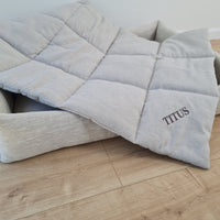 Gift for dog HEMP Dog Blanket filled HEMP Fiber in Natural Linen Fabric Dog Blanket Cover personalised for bed dog mat cover Christmas Gift - in sewing with squares